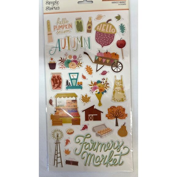 Simple Stories Harvest Market Chipboard Stickers 34 Pieces Autumn/Fall Theme - Picture 2 of 3